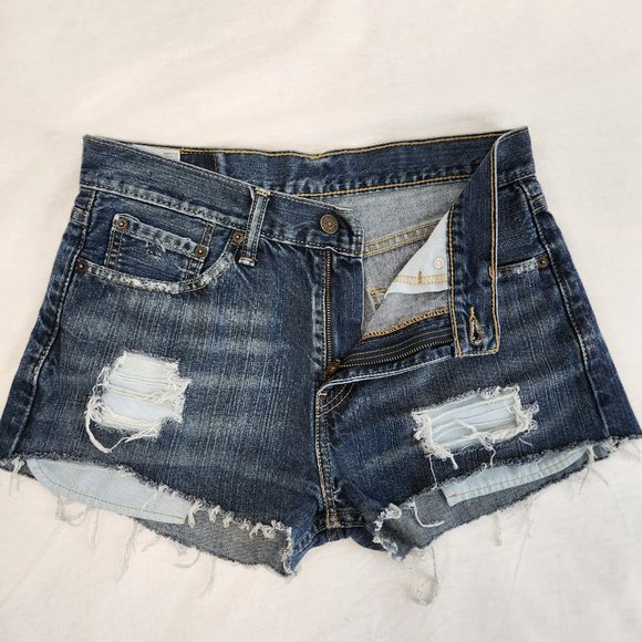 LEVI'S 508 Jeans Shorts High Rise Distressed Size W30 L30 100% Cotton LIKE NEW! - Picture 12 of 16